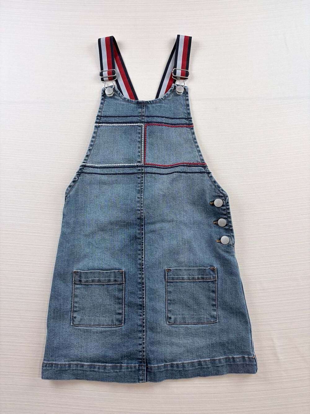 Tommy Hilfiger Denim Overalls Dress Size 7 Blue Pinafore